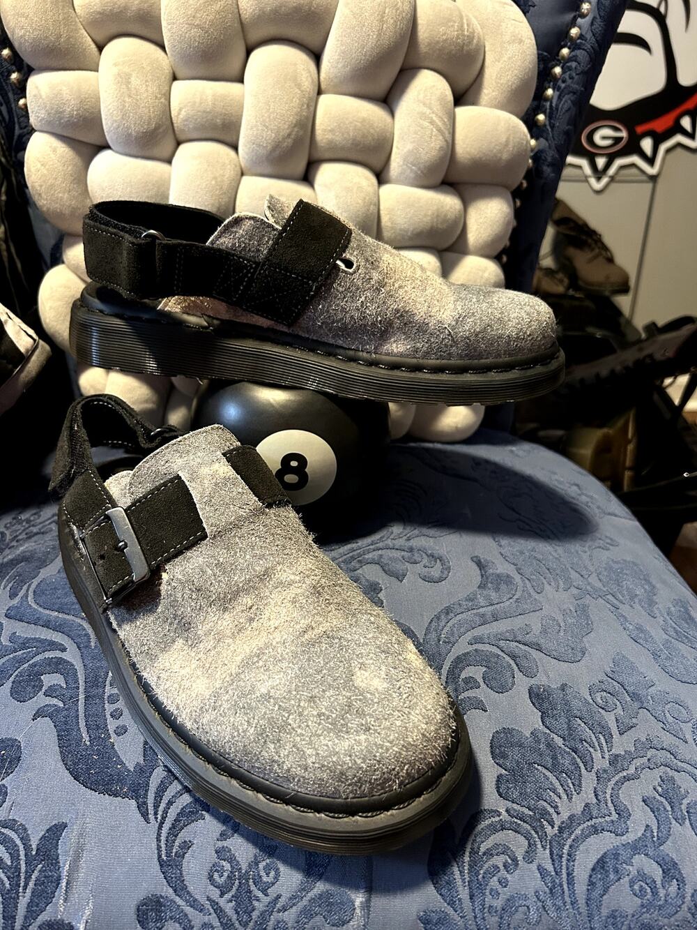 Dr Martens Jorge II Blue Grey White Marbled Suede size 9/EU 41